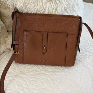 Fossil Tan Leather Crossbody Bag
